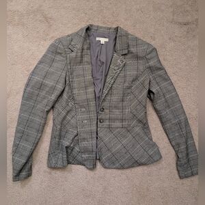 Cato Women’s Plaid Blazer Jacket Grey Purple White With Buttons Size 12